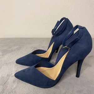 Blue Faux Suede Heels